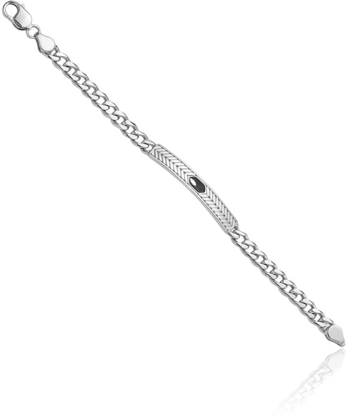 925 Sterling Silver Bar Mens Chain Bracelet