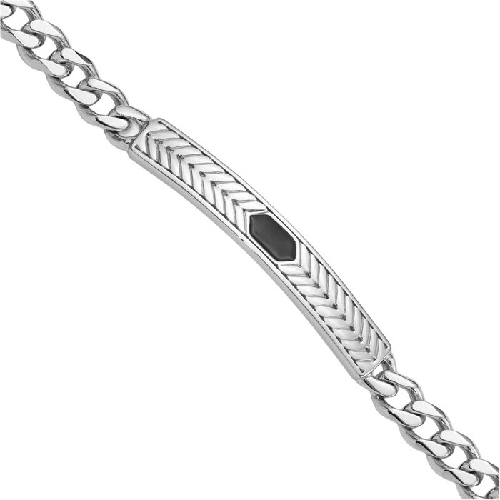 925 Sterling Silver Bar Mens Chain Bracelet