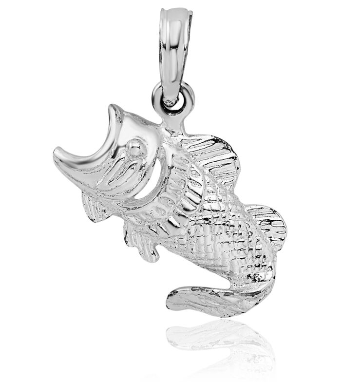 925 Sterling Silver Bass Fish Necklace Chain Pendant Charm