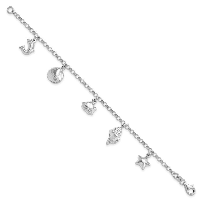 925 Sterling Silver Beach Charm Bracelet