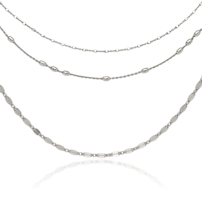 925 Sterling Silver Bead Ball Chain Layering Necklace