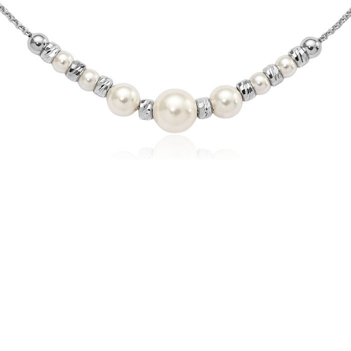 925 Sterling Silver Bead Pearl Necklace Chain