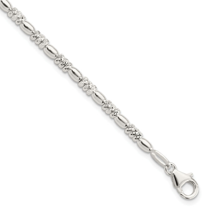 925 Sterling Silver Beaded Ball Chain Bracelet