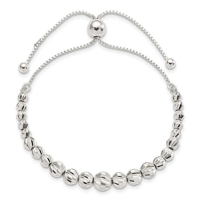 925 Sterling Silver Ball Adjustable Wrap Bracelet - Picture 10 of 12