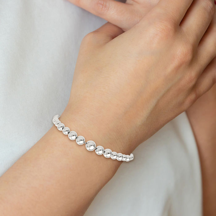 925 Sterling Silver Beaded Ball Adjustable Wrap Bracelet