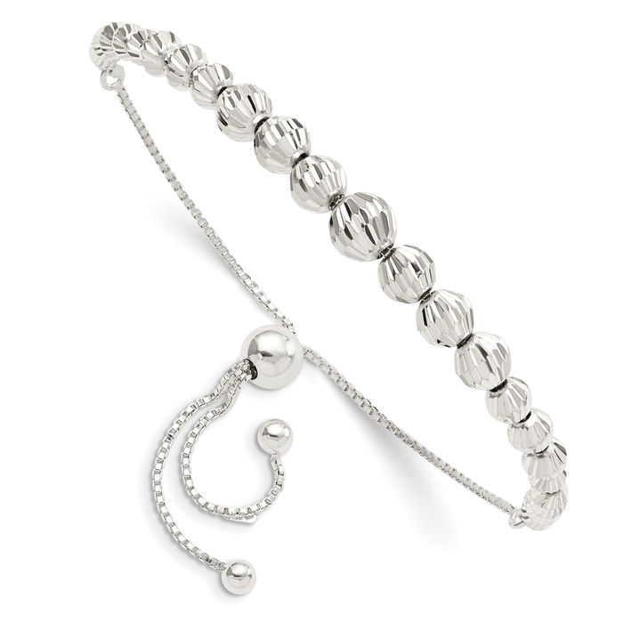 925 Sterling Silver Ball Adjustable Wrap Bracelet - Picture 8 of 12