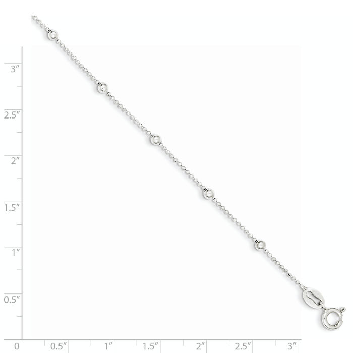 925 Sterling Silver Beaded Ball Chain Bracelet