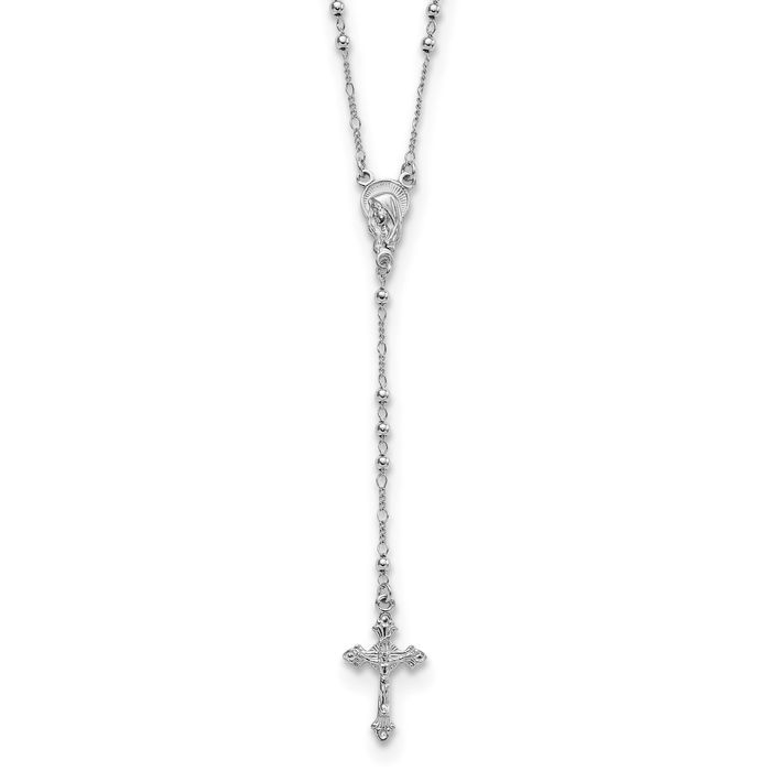 925 Sterling Silver Rosary Bead Necklace