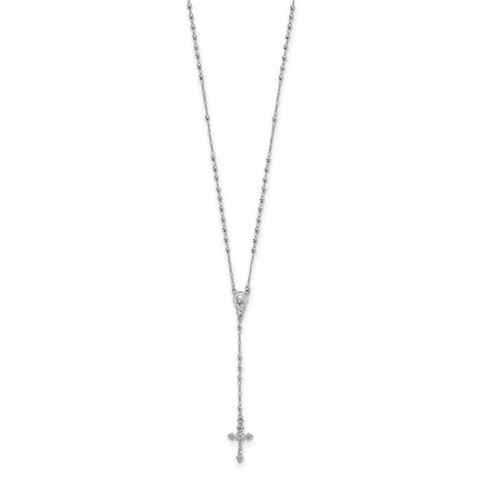 925 Sterling Silver Rosary Bead Necklace