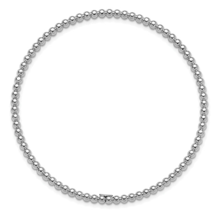 925 Sterling Silver Beaded Ball Slip On Bangle Bracelet