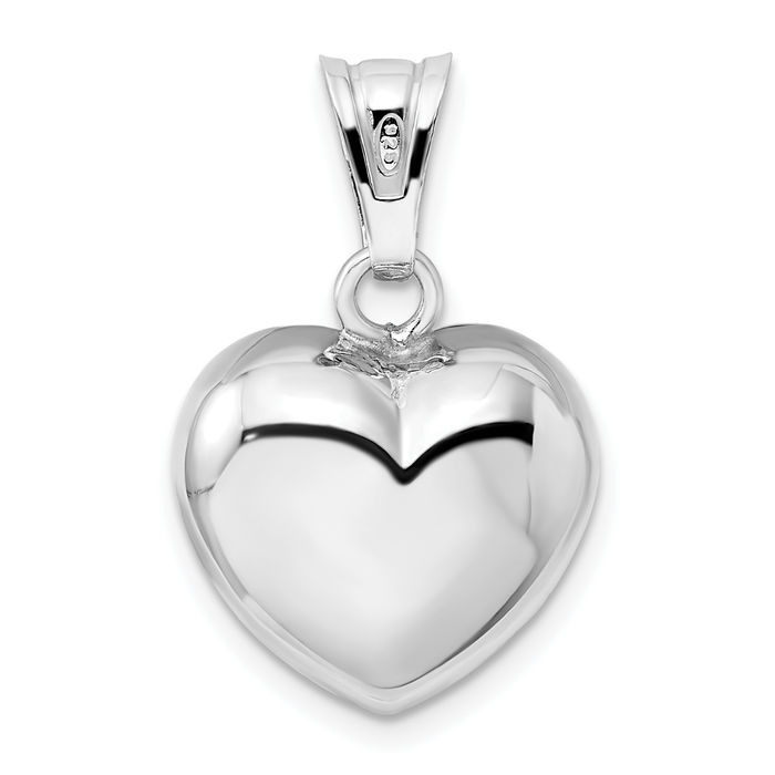 Puffed Heart Necklace Pendant Silver 2024 925, White Gold Heart, Love Jewelry