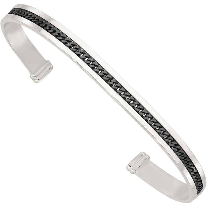 925 Sterling Silver Black Cuff Bracelet