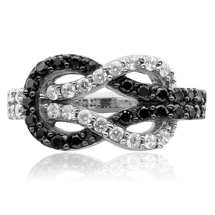 Sterling silver Black CZ knot ring Sterling silver Black CZ knot ring