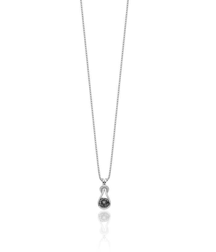 925 Sterling Silver Black Diamond Love Knot Necklace Chain