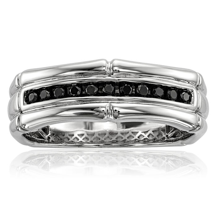 925 Sterling Silver Black Diamond Mens Ring