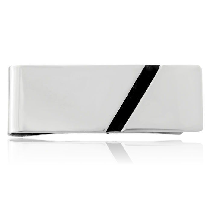 925 Sterling Silver Black Money Clip for Men