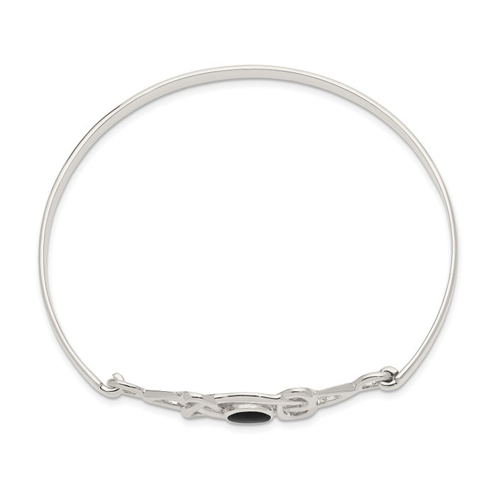 Sterling Silver Black Onyx Flexible Bangle Bracelet