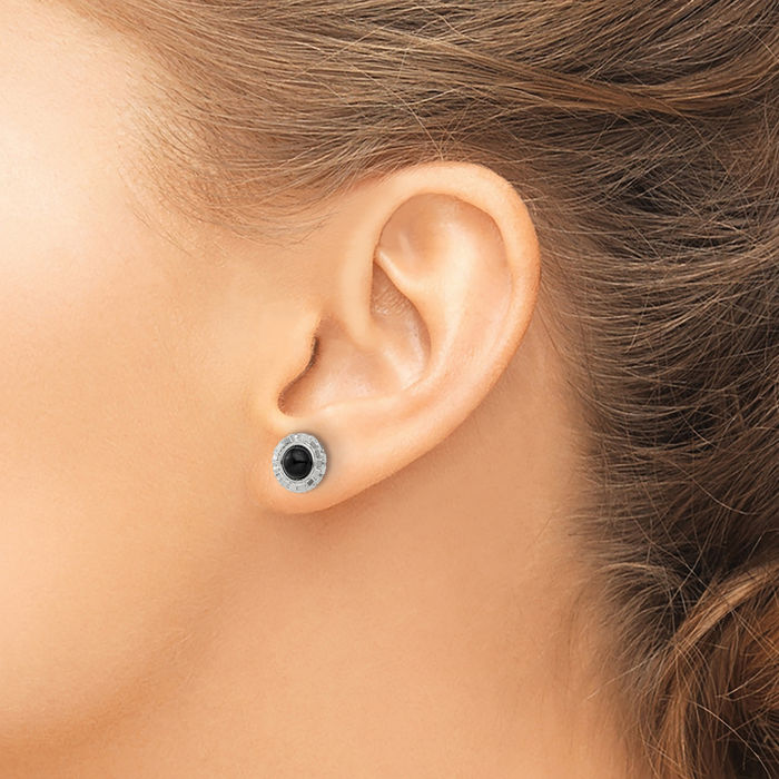 925 Sterling Silver Black Onyx Stud Earrings