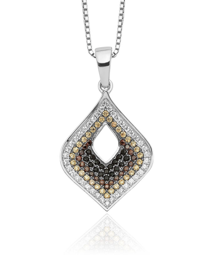 925 Sterling Silver Black White Cubic Zirconia CZ Chain Necklace