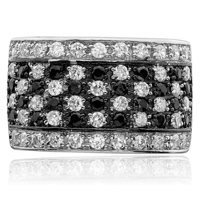 925 Sterling Silver Black White Cubic Zirconia CZ Ring