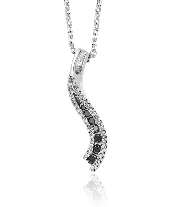 925 Sterling Silver Black White Diamond Necklace Chain