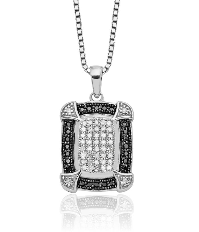 925 Sterling Silver Black White Diamond Necklace Chain