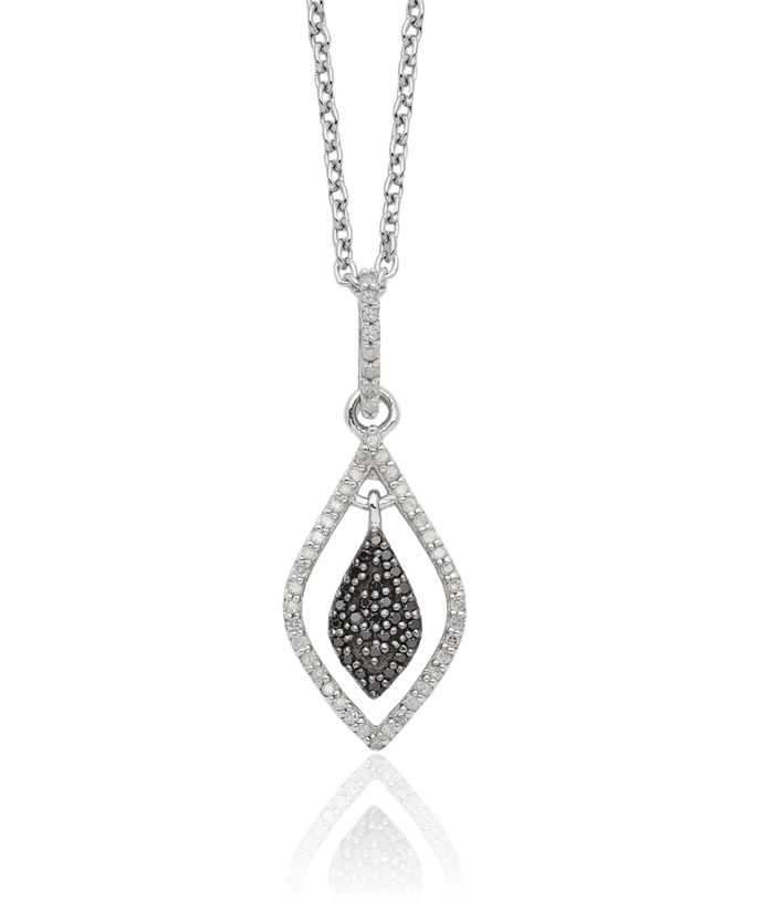 925 Sterling Silver Black White Diamond Necklace Chain