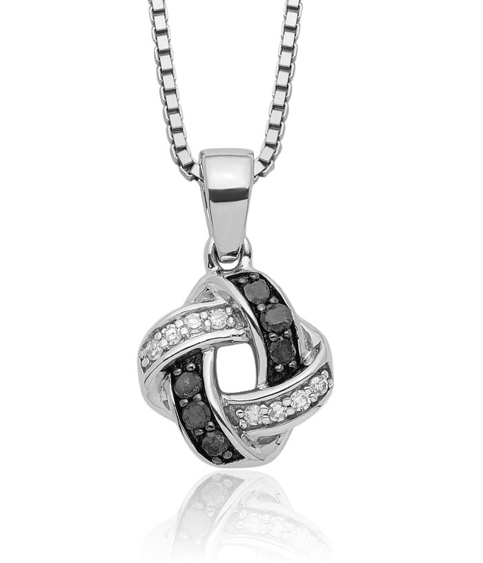 925 Sterling Silver Black White Diamond Necklace Chain