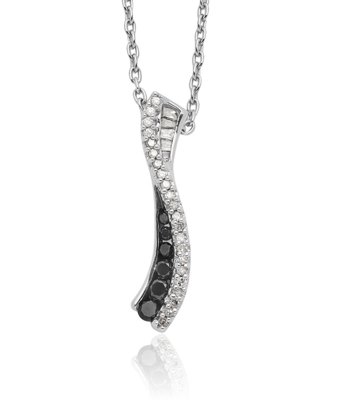 925 Sterling Silver Black White Diamond Necklace Chain