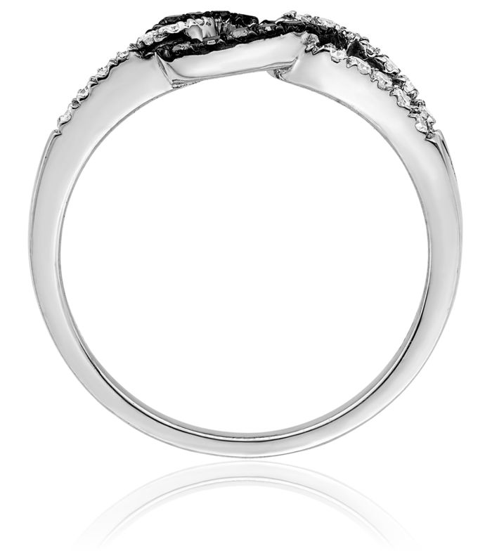 925 Sterling Silver Black White Diamond Ring
