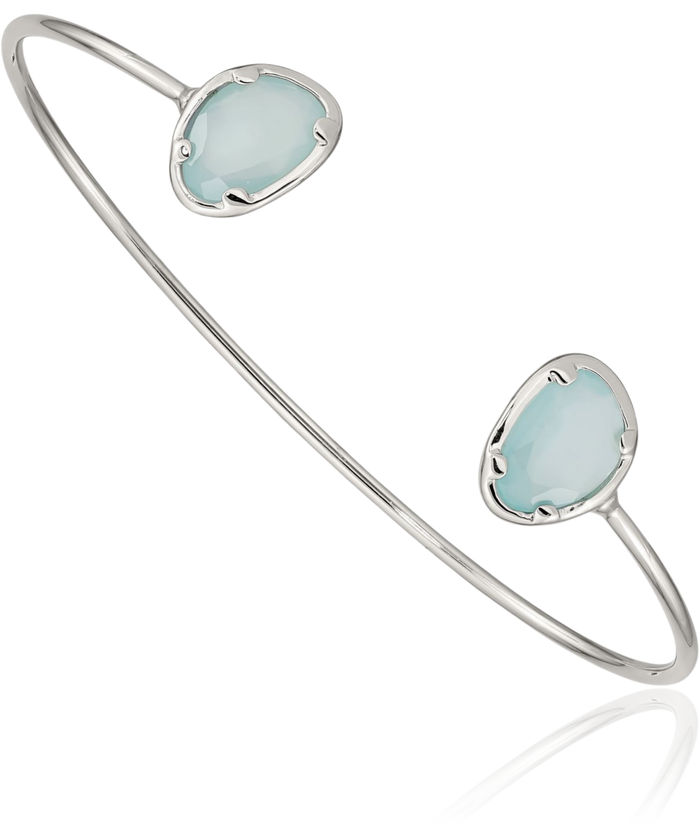 925 Sterling Silver Blue Chalcedony Bangle Bracelet