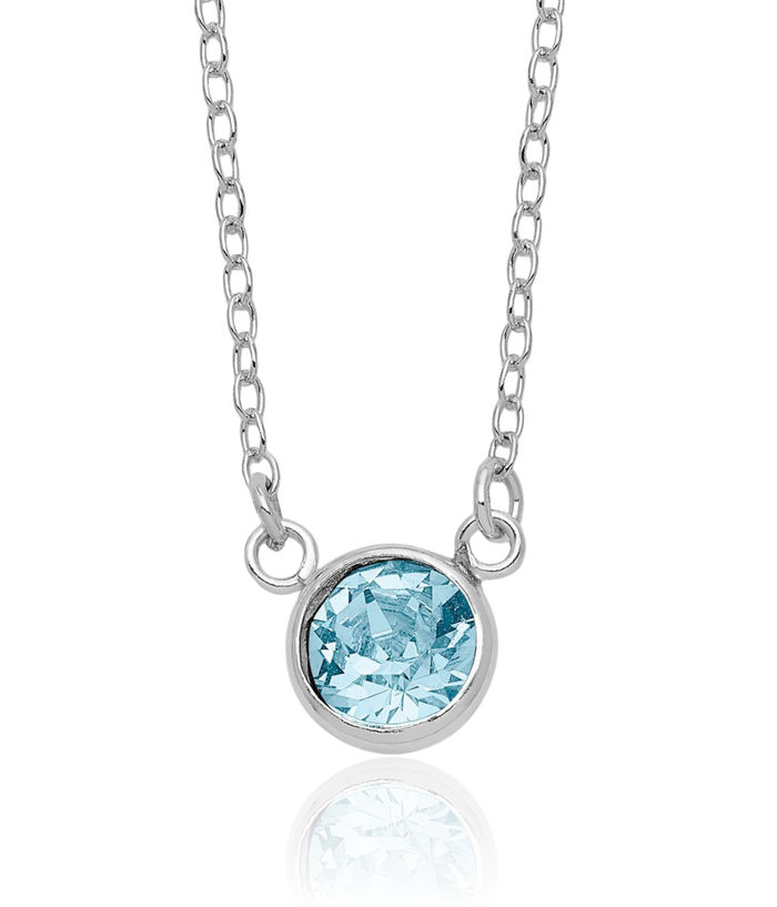 925 Sterling Silver Blue Rhinestone Crystals Necklace Chain