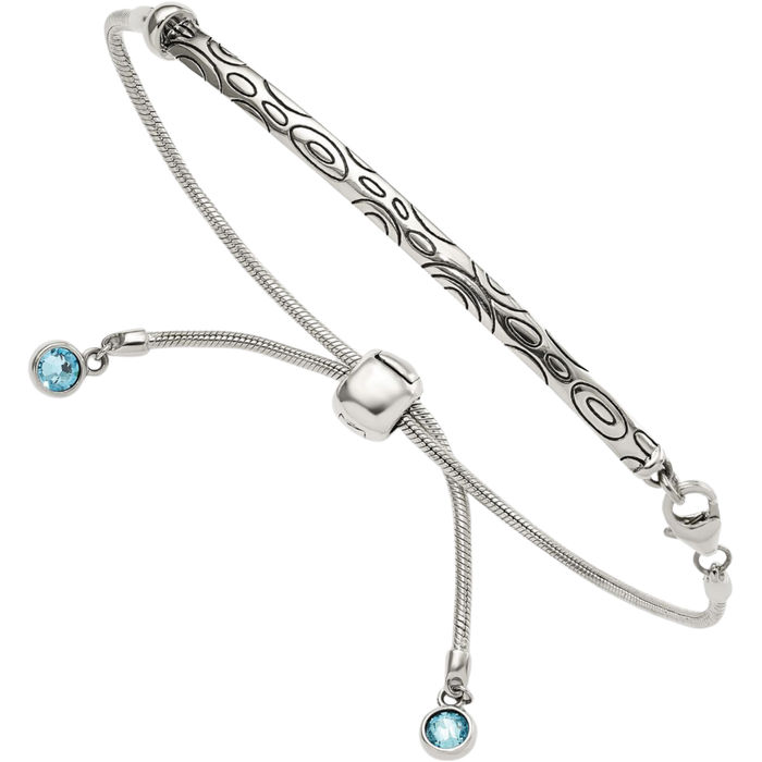 925 Sterling Silver Vintage Blue Rhinestone Crystals Round Adjustable Wrap Bracelet