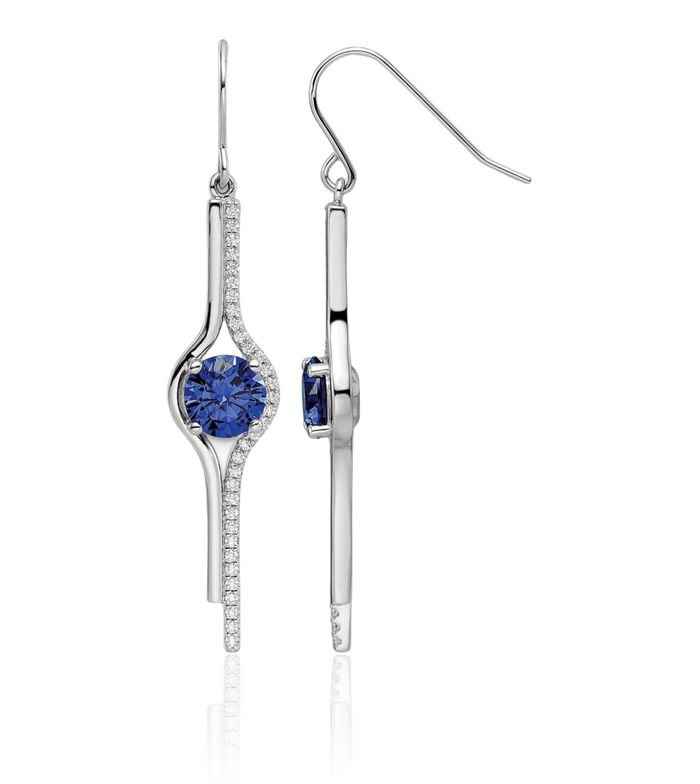 925 Sterling Silver Blue Cubic Zirconia CZ Drop Dangle Earrings