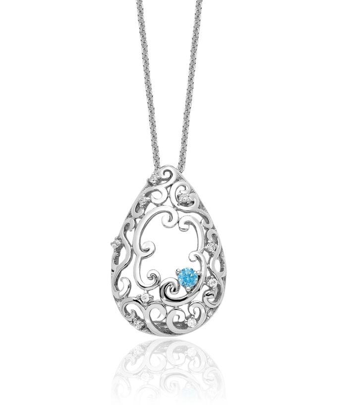 925 Sterling Silver Blue Cubic Zirconia CZ Memory of My Father Necklace Chain