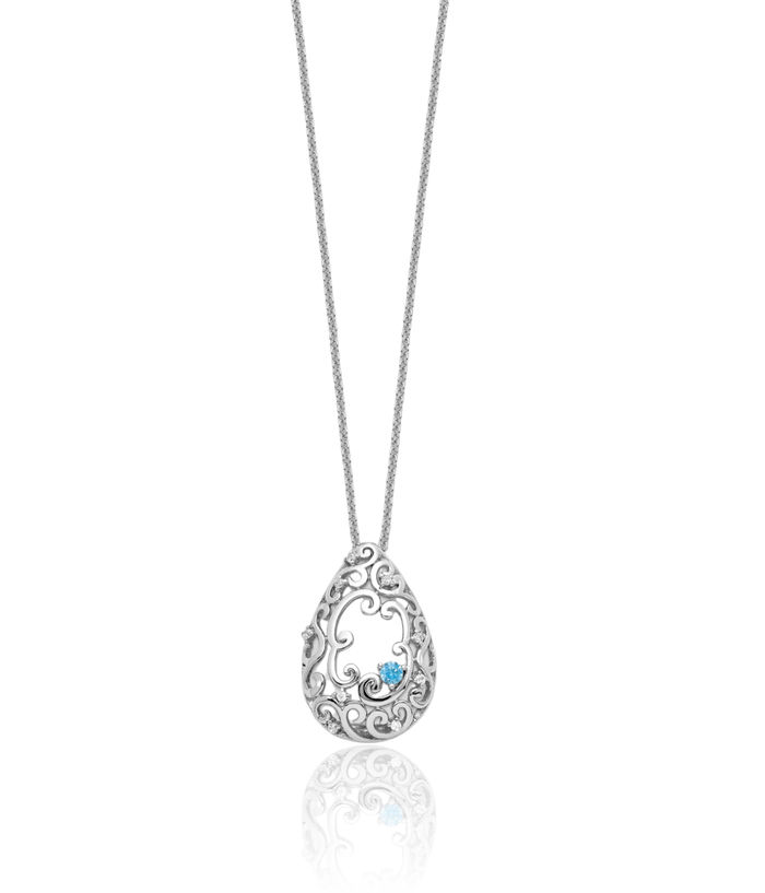 925 Sterling Silver Blue Cubic Zirconia CZ Memory of My Father Necklace Chain