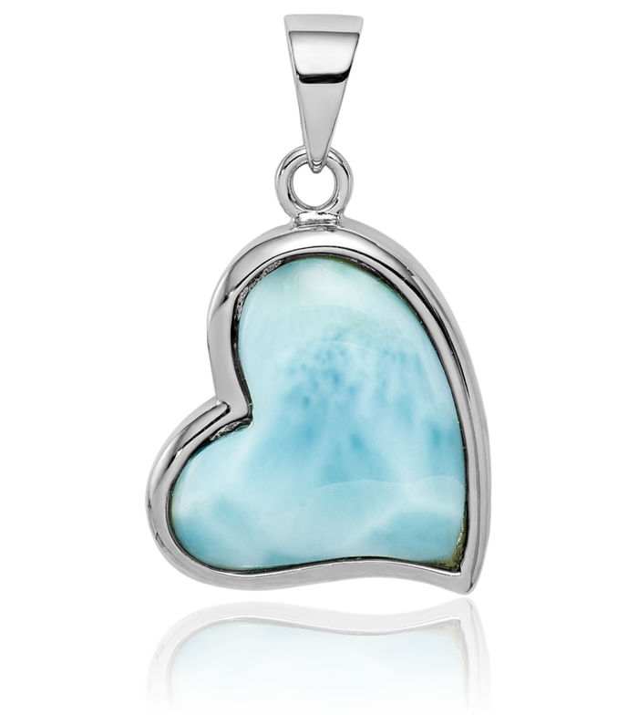 925 Sterling Silver Blue Larimar Heart Necklace Love Pendant Charm