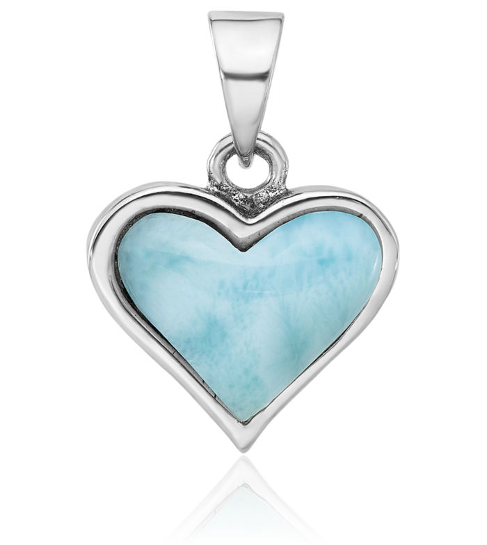 925 Sterling Silver Blue Larimar Heart Necklace Love Pendant Charm