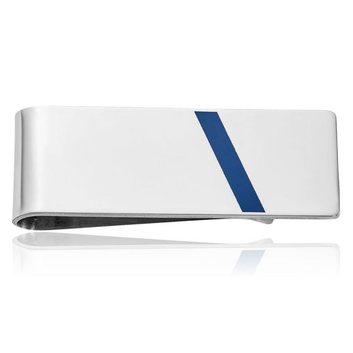 925 Sterling Silver Blue Money Clip for Men