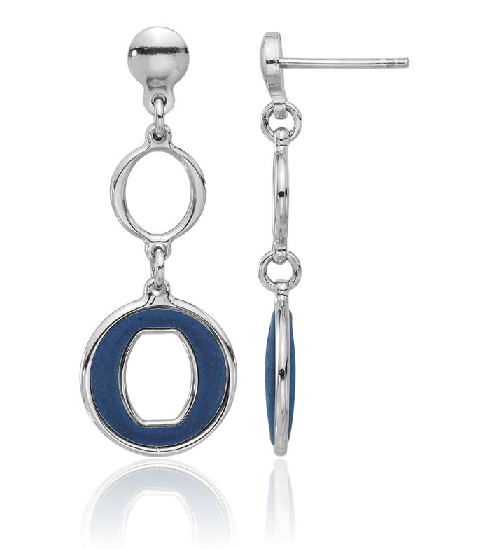 925 Sterling Silver Blue Circle Round Post Drop Dangle Earrings