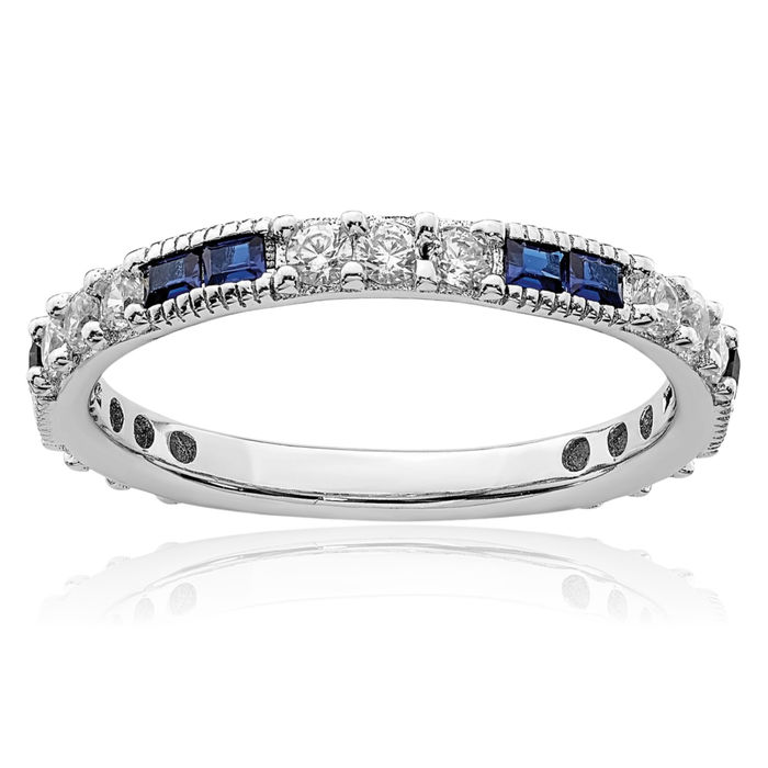 925 Sterling Silver Synthetic Blue Spinel Cubic Zirconia CZ Ring