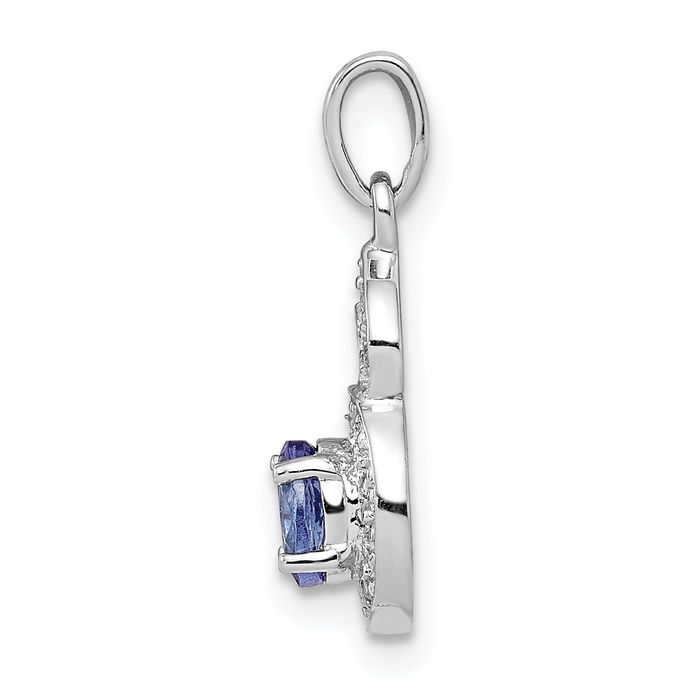 925 Sterling Silver Blue Tanzanite Diamond Necklace Charm Gemstone Pendant