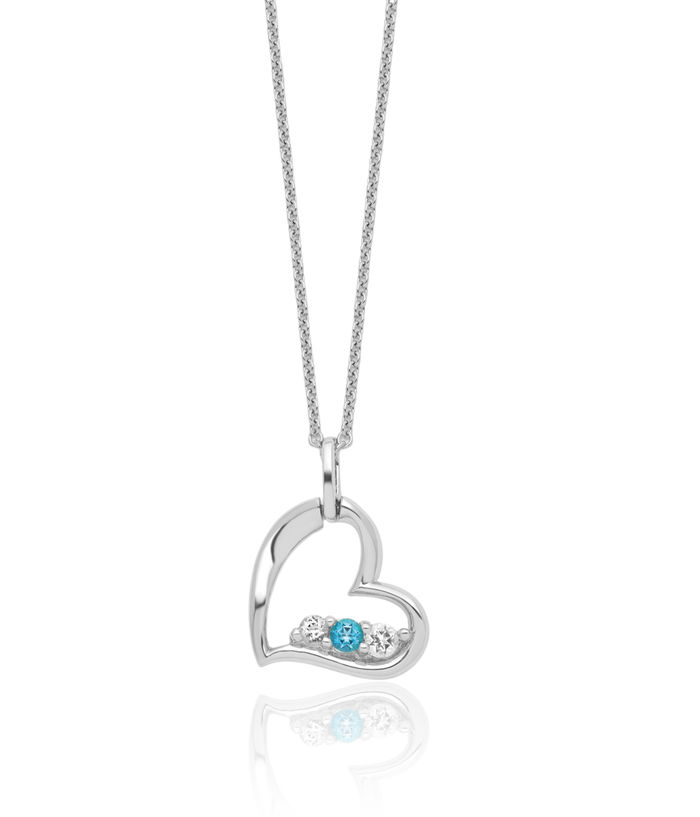 925 Sterling Silver Blue Topaz Heart Strength Chain Necklace Gemstone Pendant Charm