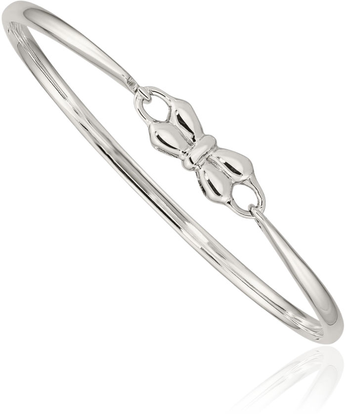 925 Sterling Silver Bow Bangle Charm Bracelet