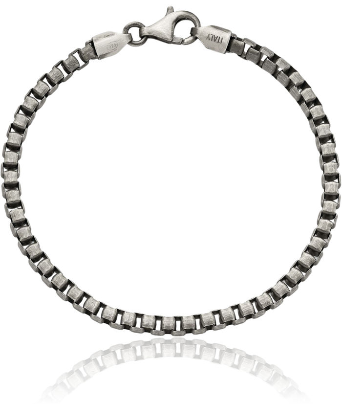 925 Sterling Silver Vintage Box Link Chain Bracelet