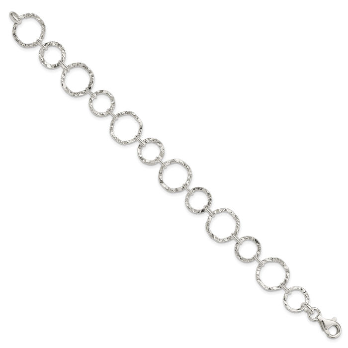 925 Sterling Silver Single Link Chain Charm Bracelet