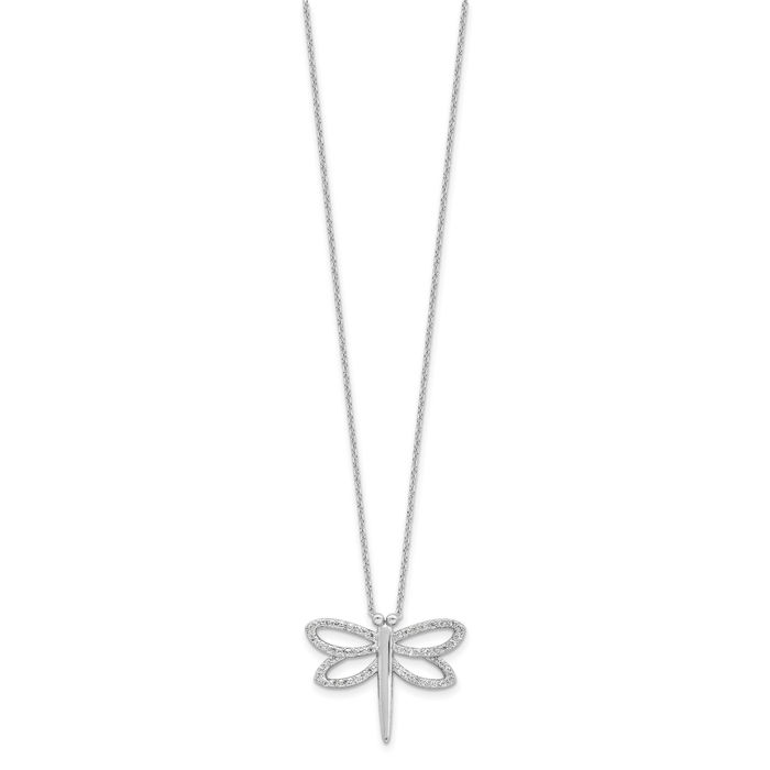 925 Sterling Silver Cubic Zirconia CZ Dragonfly Necklace Chain