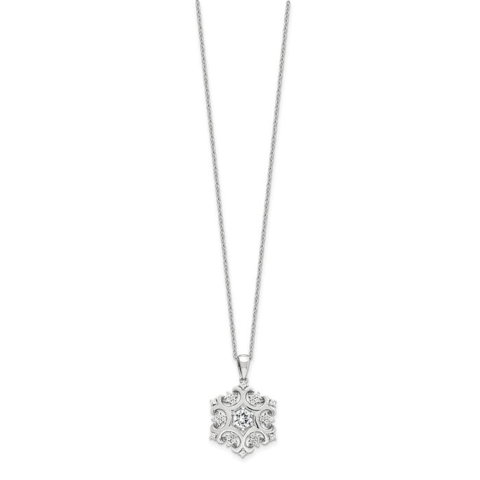 925 Sterling Silver Cubic Zirconia CZ Snowflake Necklace Chain