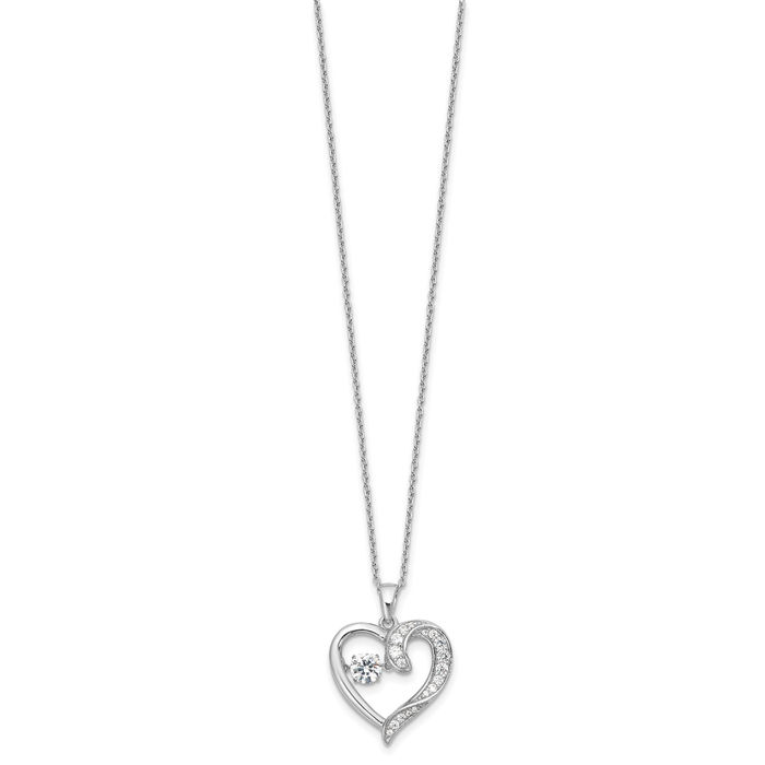 925 Sterling Silver Cubic Zirconia CZ Heart Necklace Love Pendant Friendship Charm Chain