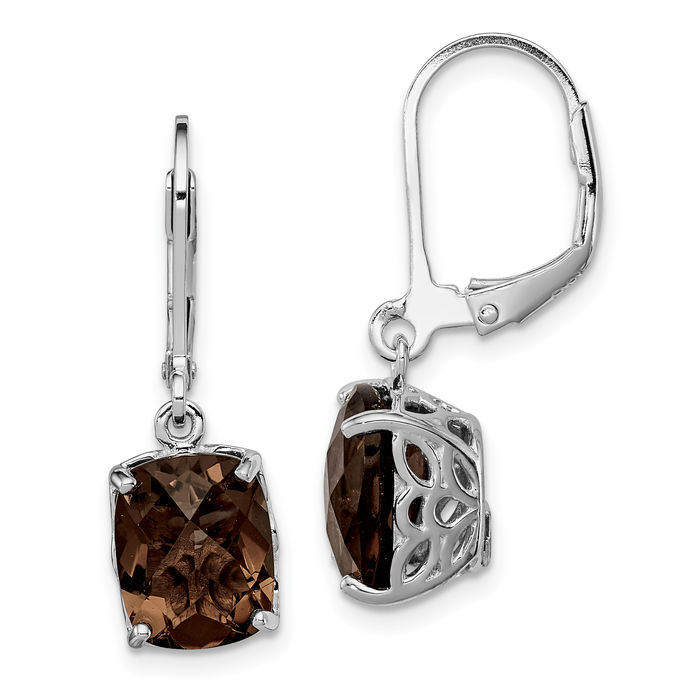 925 Sterling Silver Brown Smoky Quartz Drop Dangle Earrings